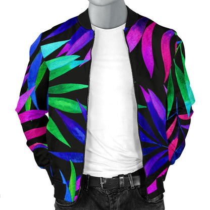 Tropical Flower Pattern Print Design TF010 Men Bomber Jacket