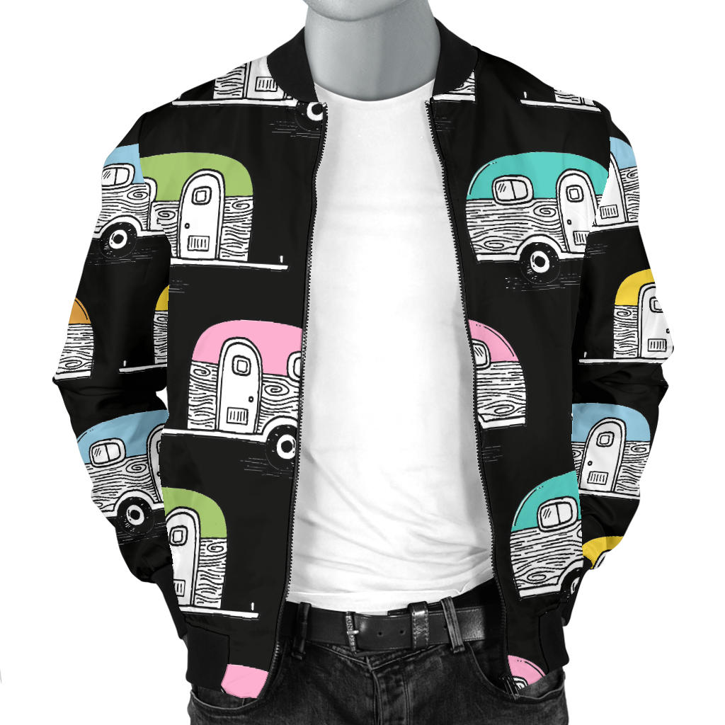 Camper Pattern Camping Themed No 2 Print Men Bomber Jacket