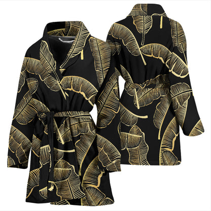 Banana Leaf Pattern Print Design BL07 Women Bathrobe