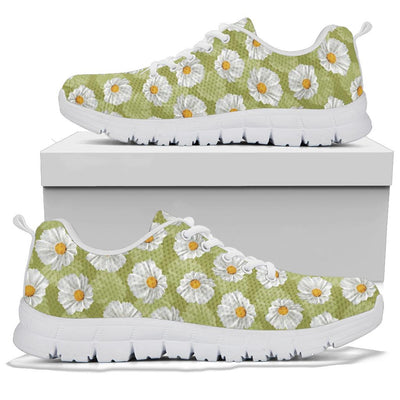 Daisy Pattern Print Design DS06 Sneakers White Bottom Shoes