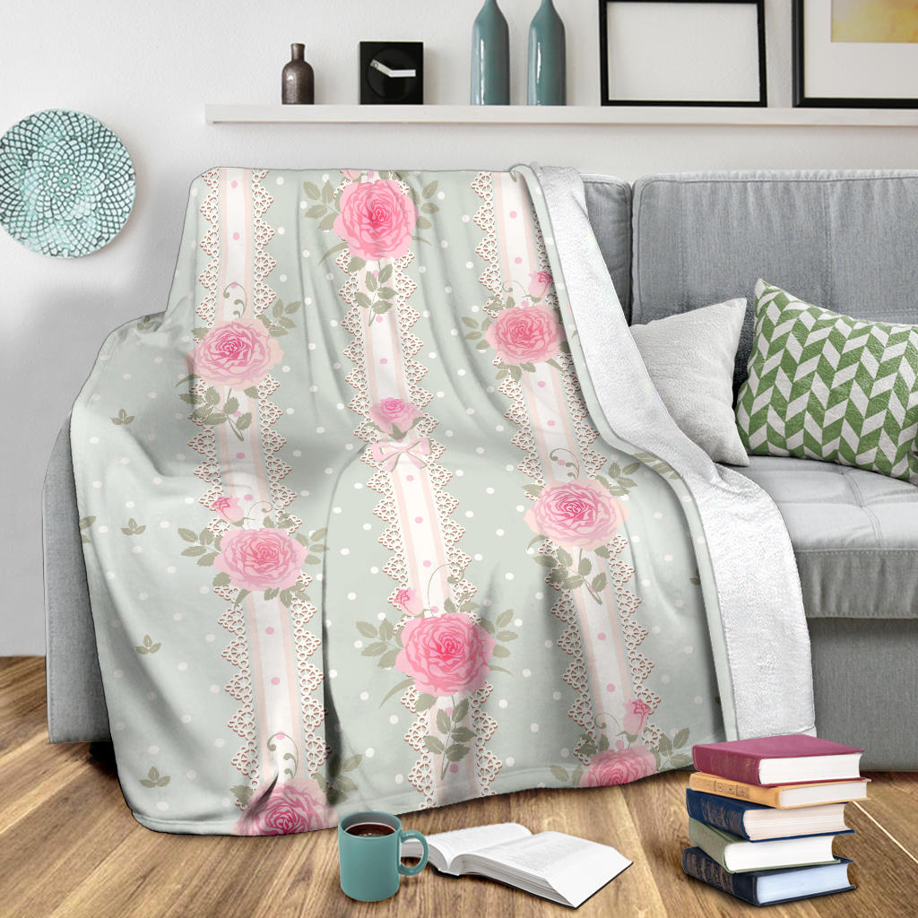 Rose Pattern Print Design RO016 Fleece Blanket