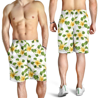 Yellow Plumeria Pattern Print Design PM012 Mens Shorts