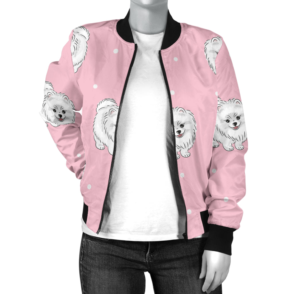 Pomeranians Pattern Print Design A02 Women's Bomber Jacket