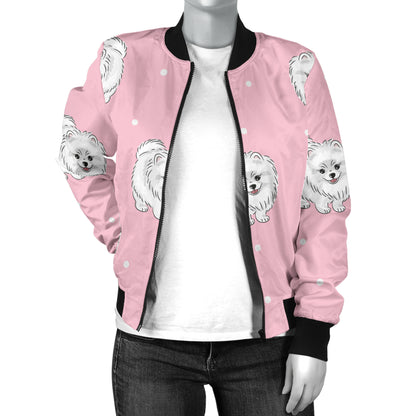 Pomeranians Pattern Print Design A02 Women's Bomber Jacket