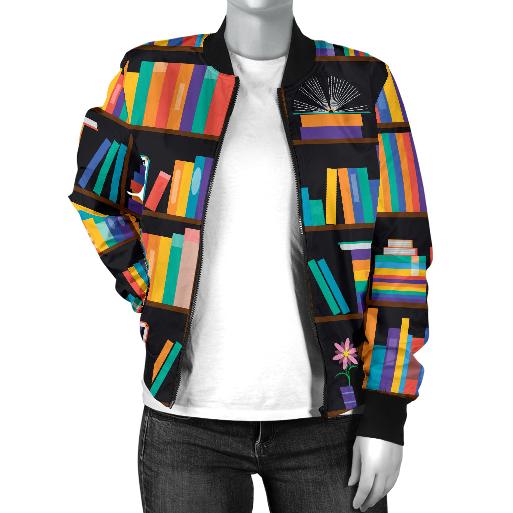 Book Pattern Print Design 05 Women's Bomber Jacket