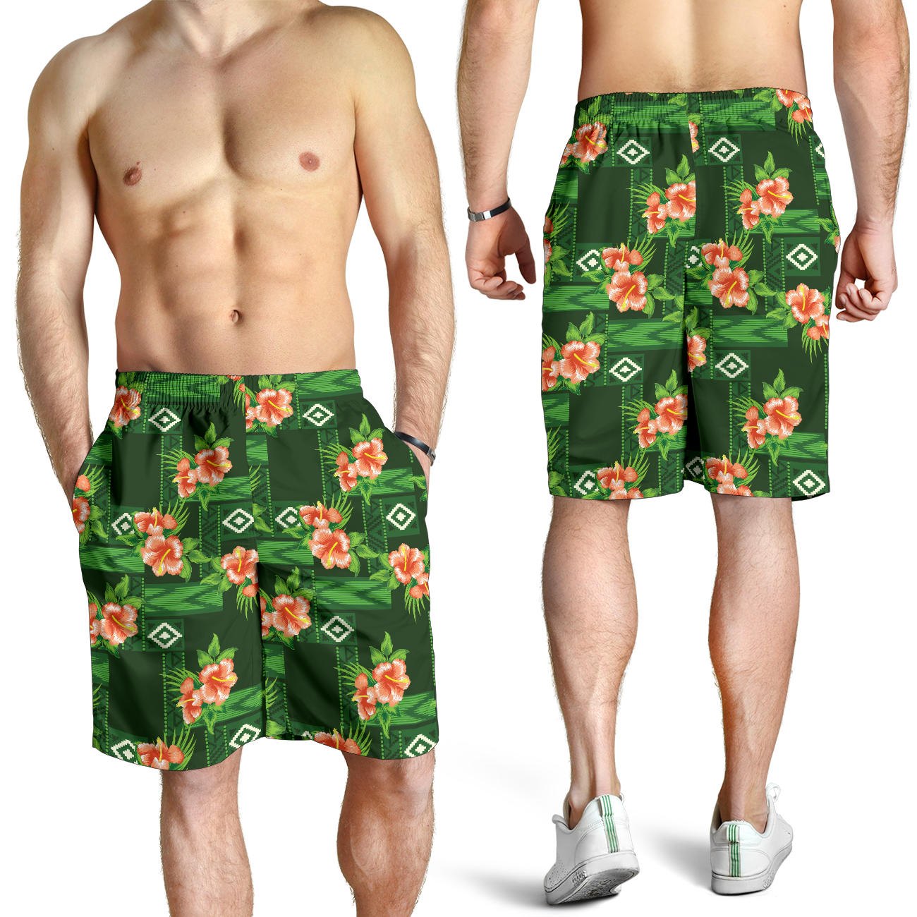 Hibiscus Pattern Print Design HB05 Mens Shorts