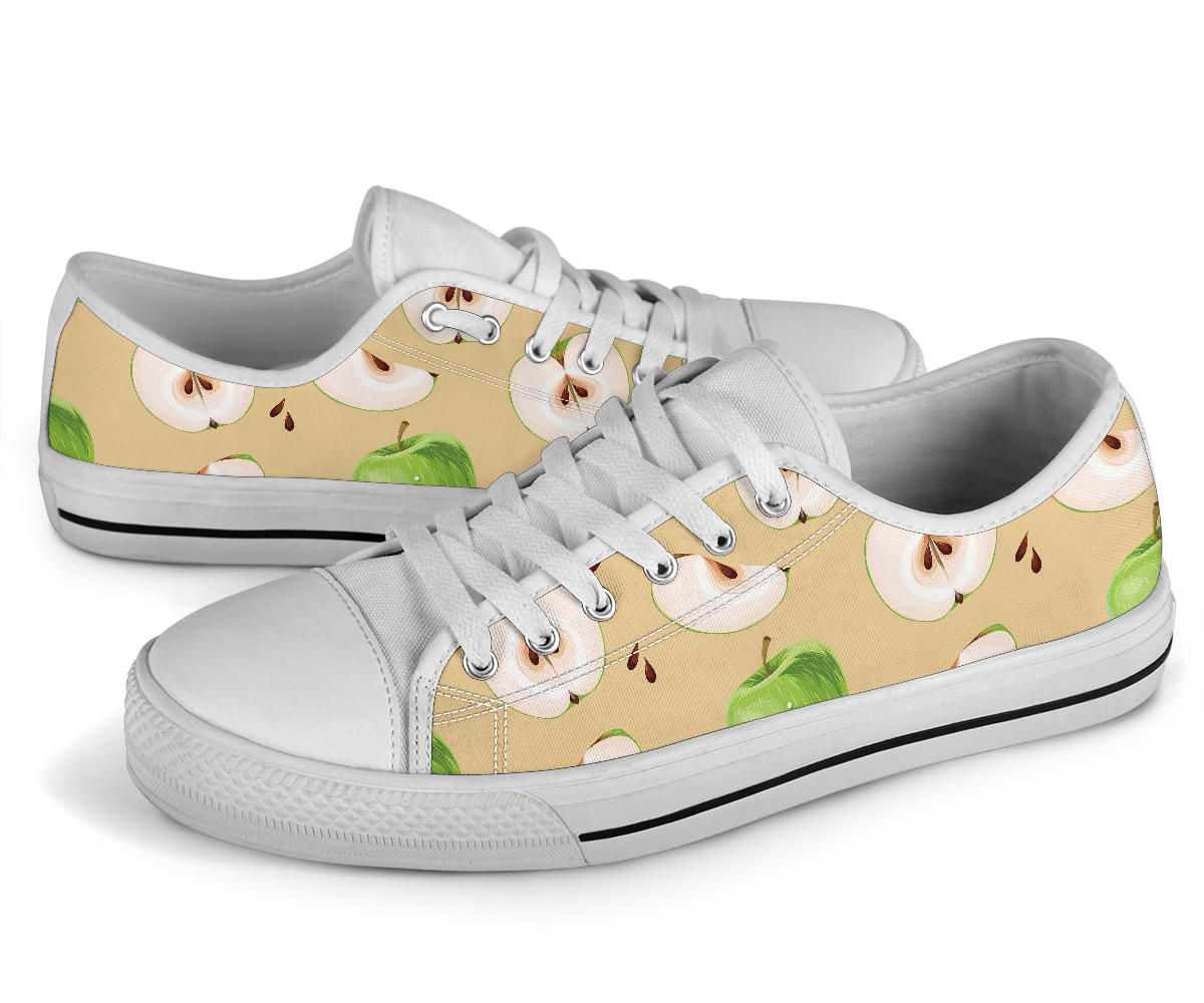 Apple Pattern Print Design AP07 White Bottom Low Top Shoes