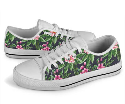 Summer Floral Pattern Print Design SF010 White Bottom Low Top Shoes