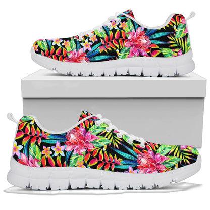 Heliconia Pattern Print Design HL02 Sneakers White Bottom Shoes