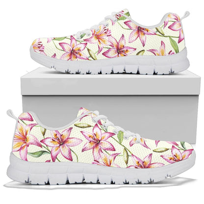 Lily Pattern Print Design LY011 Sneakers White Bottom Shoes