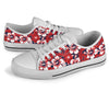 Red Hibiscus Pattern Print Design HB01 White Bottom Low Top Shoes