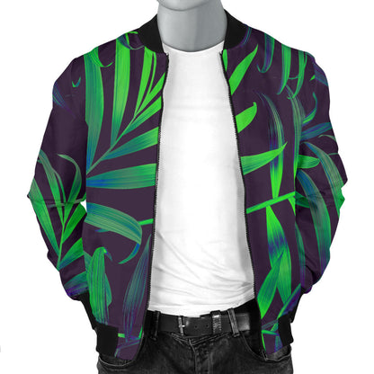 Palm Leaves Pattern Print Design PL01 Men Bomber Jacket