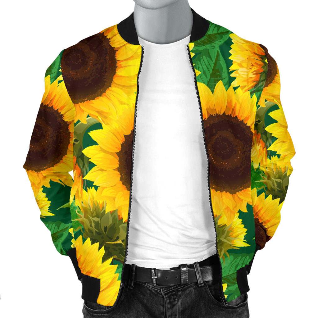Sunflower Pattern Print Design SF02 Men Bomber Jacket