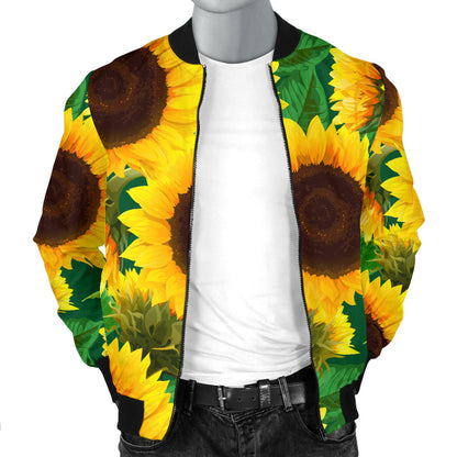 Sunflower Pattern Print Design SF02 Men Bomber Jacket