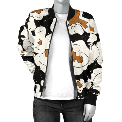 Popcorn Pattern Print Design A02 Women's Bomber Jacket
