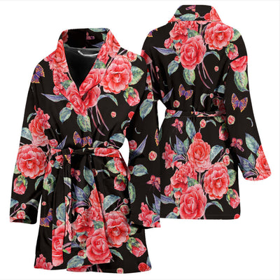 Camellia Pattern Print Design CM03 Women Bathrobe