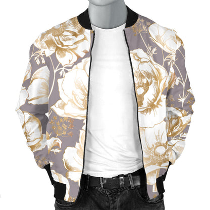 Anemone Pattern Print Design AM05 Men Bomber Jacket