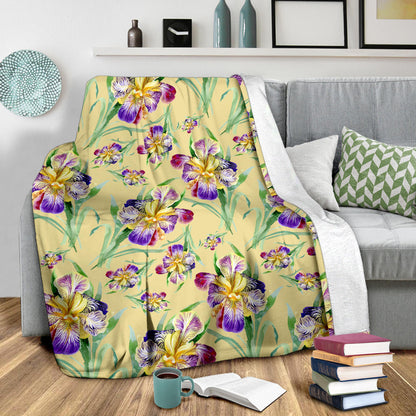 Iris Pattern Print Design IR06 Fleece Blanket
