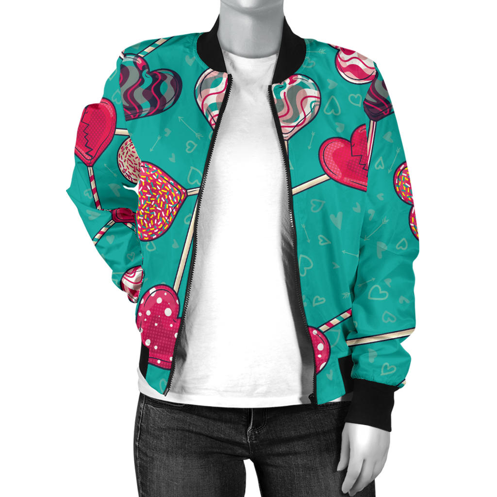 Lollipop Pattern Print Design LL01 Women Bomber Jacket