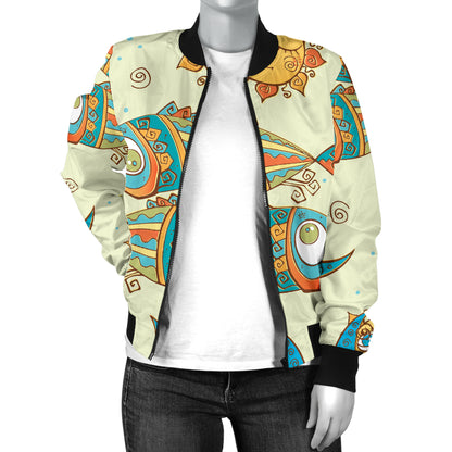 Pisces Pattern Print Design A03 Women's Bomber Jacket