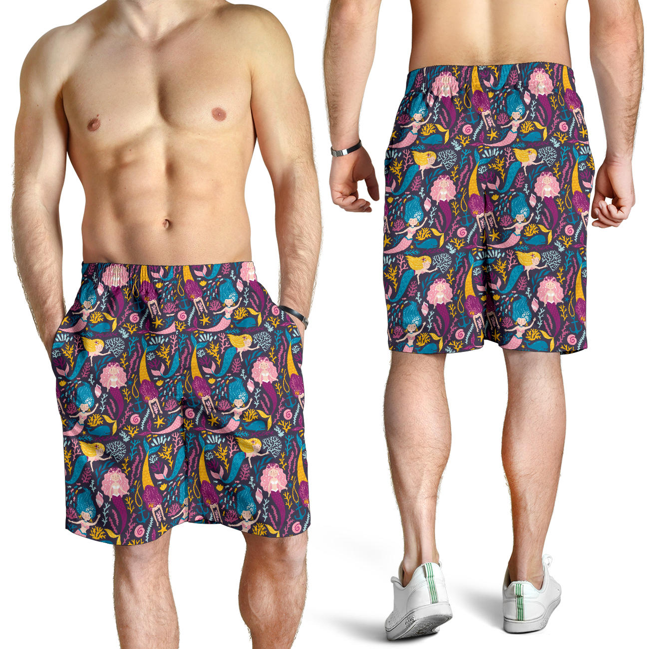 Mermaid Pattern Print Design 08 Mens Shorts