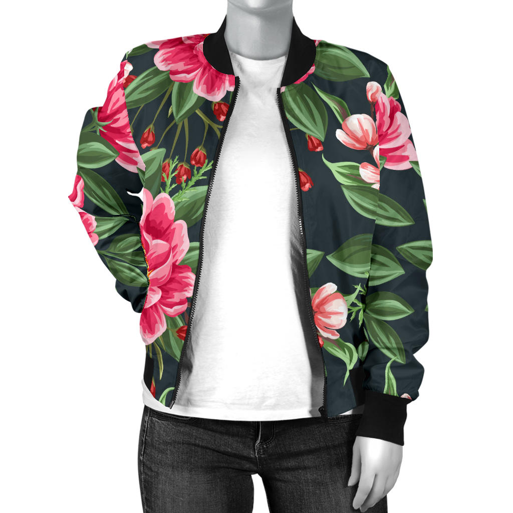 Summer Floral Pattern Print Design SF06 Women Bomber Jacket