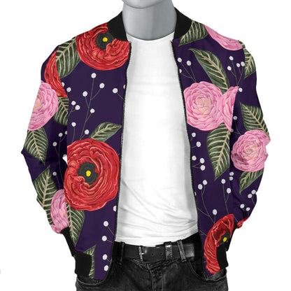 Camellia Pattern Print Design CM02 Men Bomber Jacket