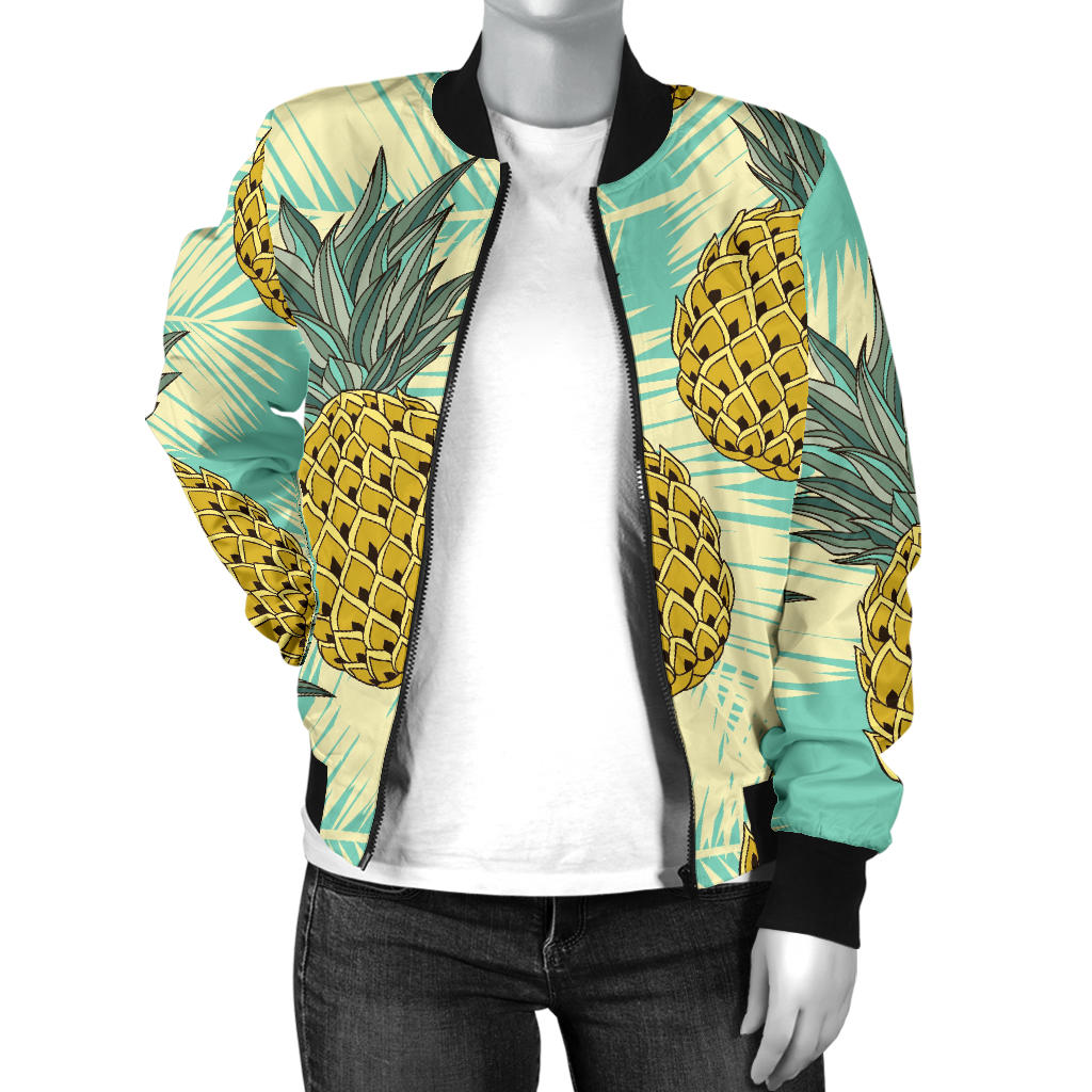 Pineapple Pattern Print Design PP03 Women Bomber Jacket