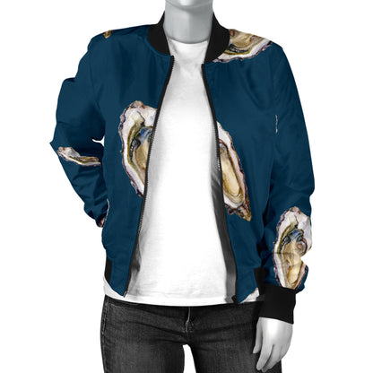 Oyster Pattern Print Design 03 Women's Bomber Jacket