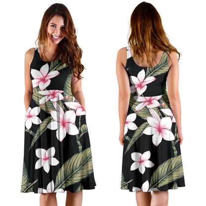 Plumeria Pattern Print Design PM021 Midi Dress