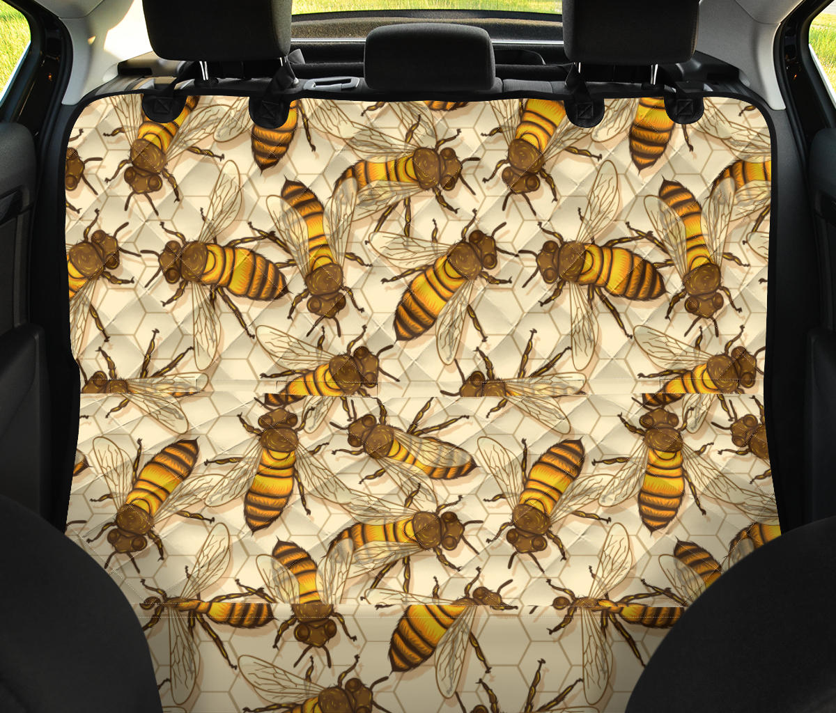 Bee Pattern Print Design BEE05 Rear Dog  Seat Cover
