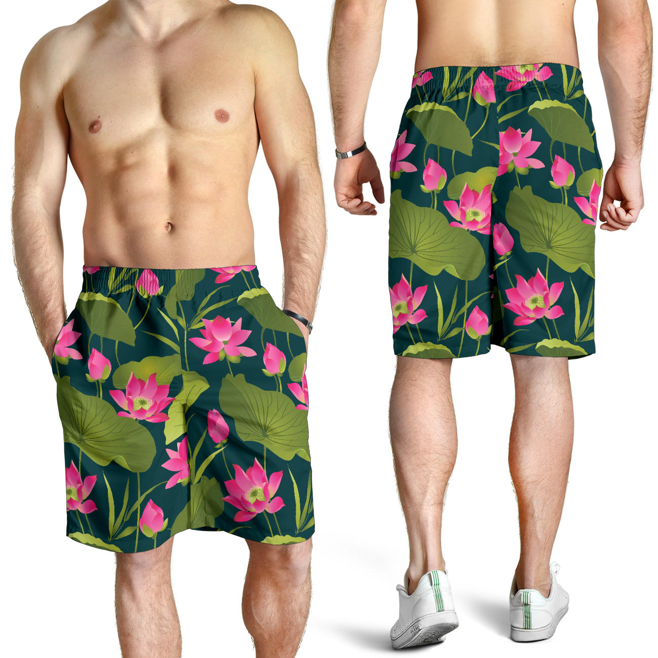 Water Lily Pattern Print Design WL09 Mens Shorts