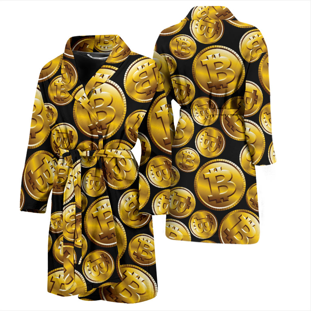 Bitcoin Pattern Print Design DO05 Men Bathrobe