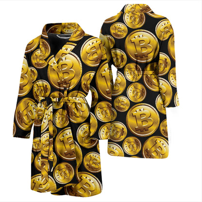 Bitcoin Pattern Print Design DO05 Men Bathrobe