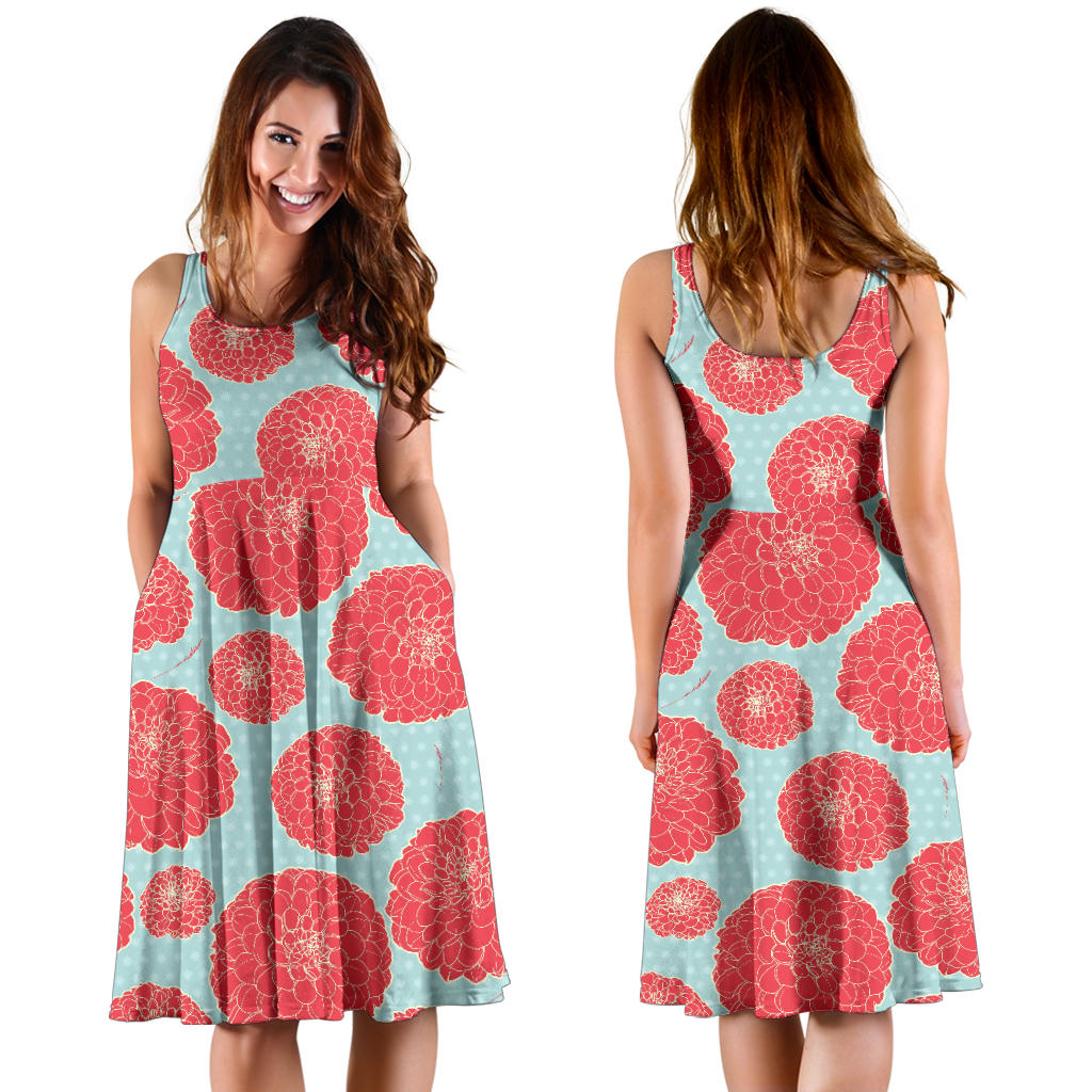 Marigold Pattern Print Design MR03 Midi Dress