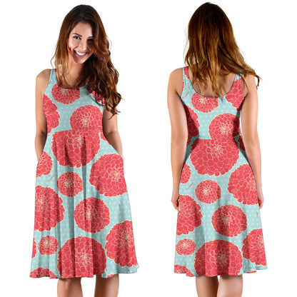 Marigold Pattern Print Design MR03 Midi Dress