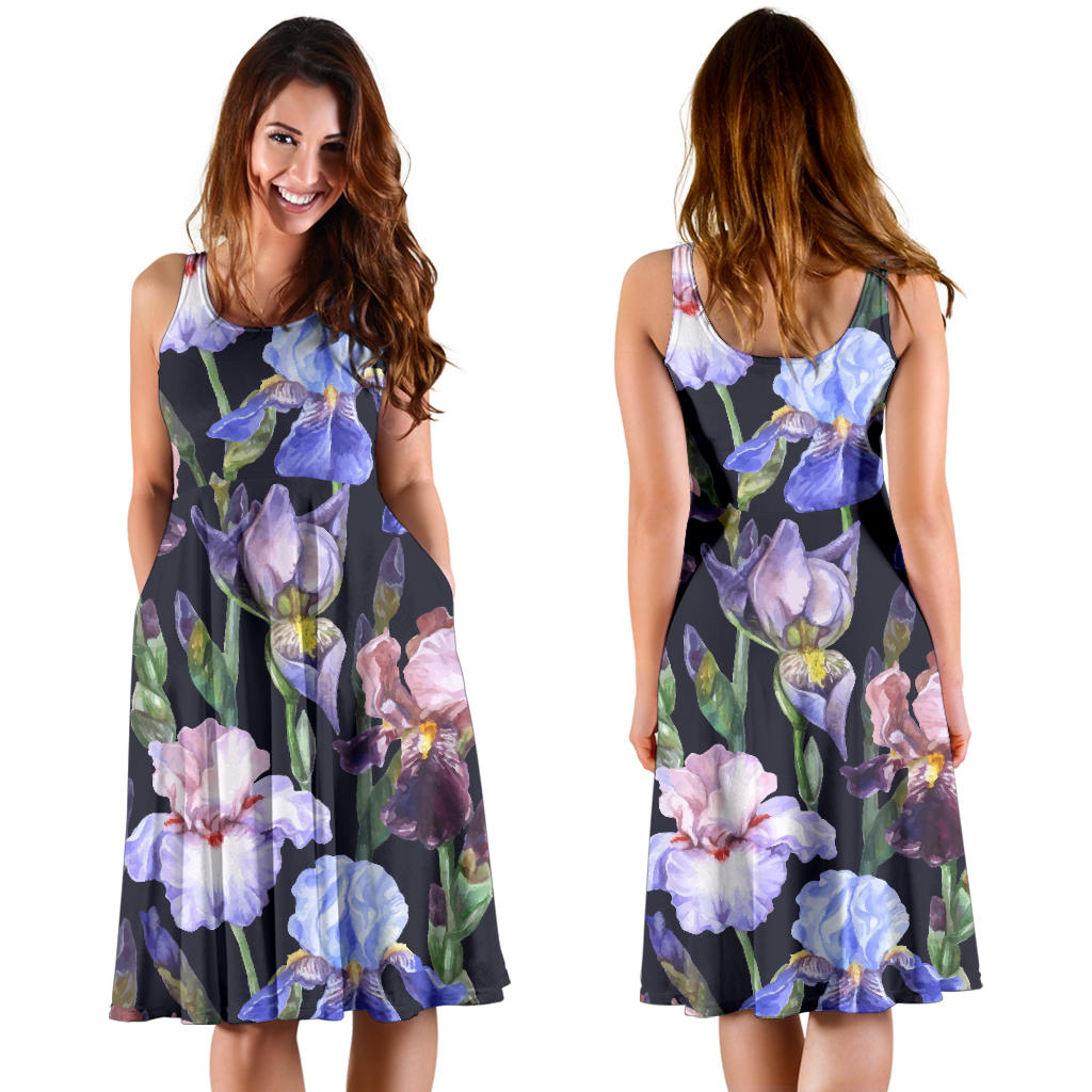 Iris Pattern Print Design IR04 Midi Dress