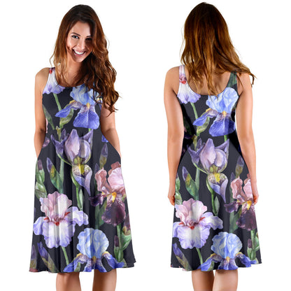 Iris Pattern Print Design IR04 Midi Dress