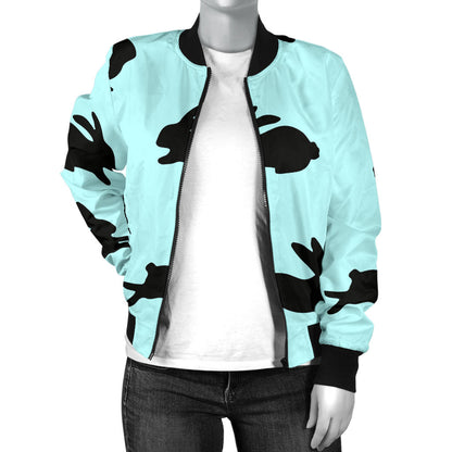 Rabbit Pattern Print Design RB010 Women Bomber Jacket
