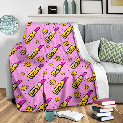 Lipstick Pattern Print Design LT03 Fleece Blanket