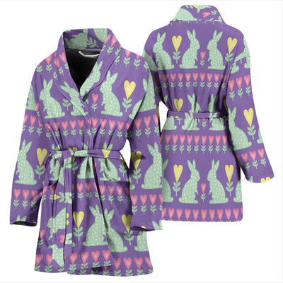 Rabbit Pattern Print Design RB01 Women Bathrobe