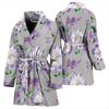 Lilac Pattern Print Design LI07 Women Bathrobe