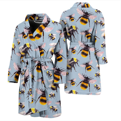 Bee Pattern Print Design BEE08 Men Bathrobe