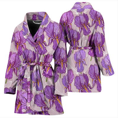 Iris Pattern Print Design IR05 Women Bathrobe