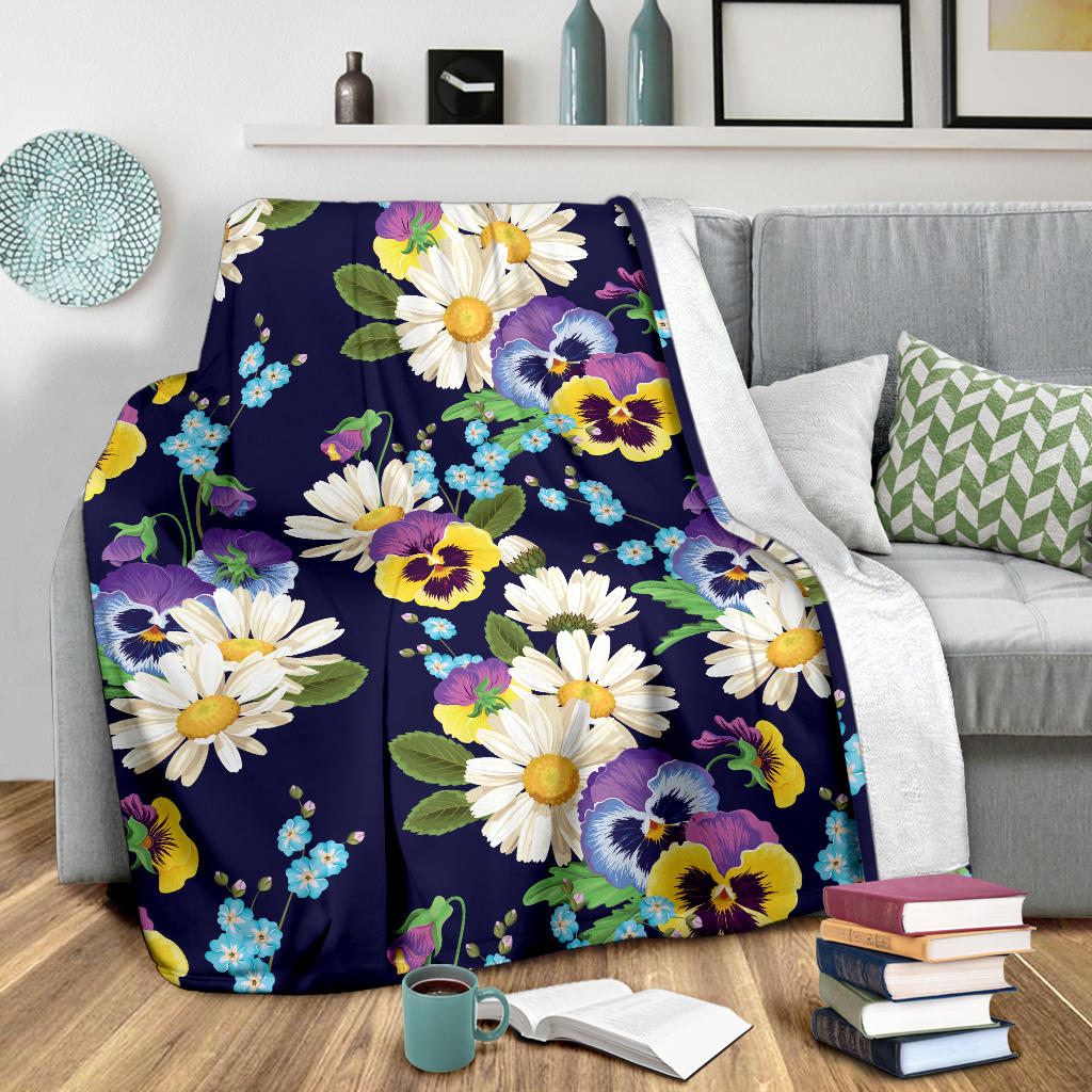 Pansy Pattern Print Design PS03 Fleece Blanket