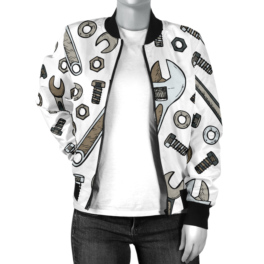 Mechanic Pattern Print Design 03 Women's Bomber Jacket