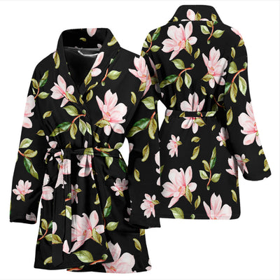 Magnolia Pattern Print Design MAG01 Women Bathrobe