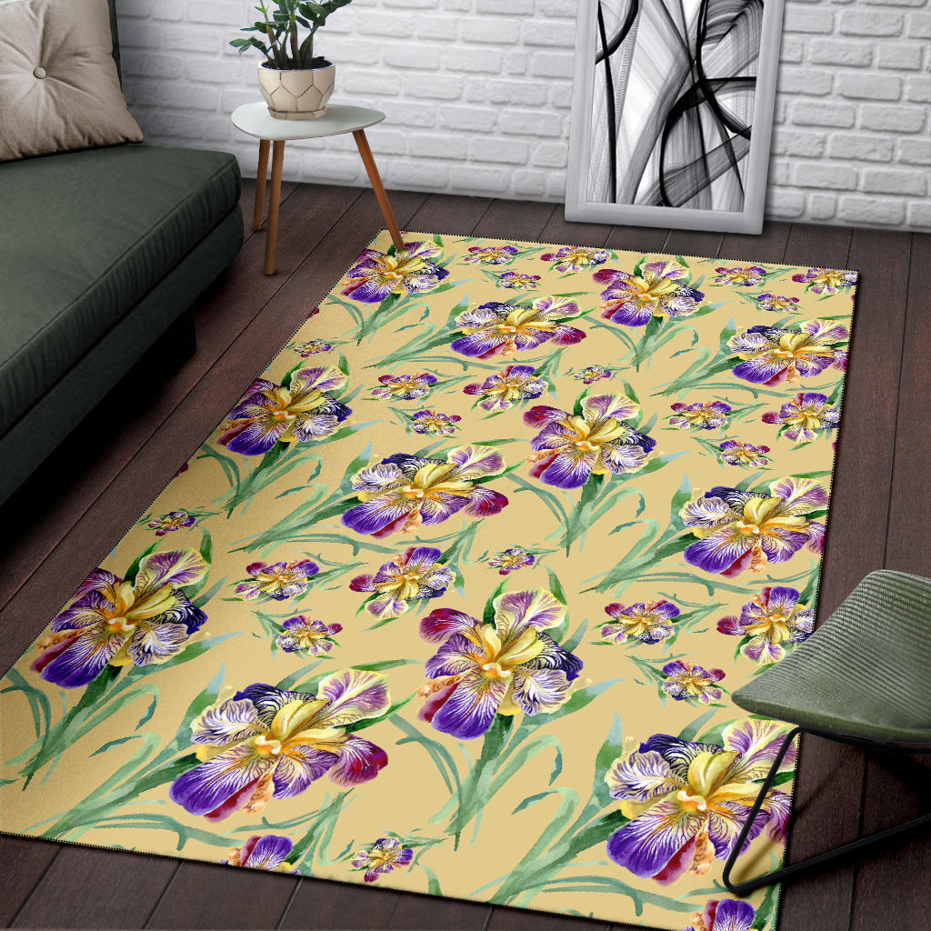 Iris Pattern Print Design IR06 Area Rugs