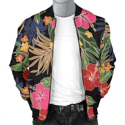 Hawaiian Themed Pattern Print Design H011 Men Bomber Jacket
