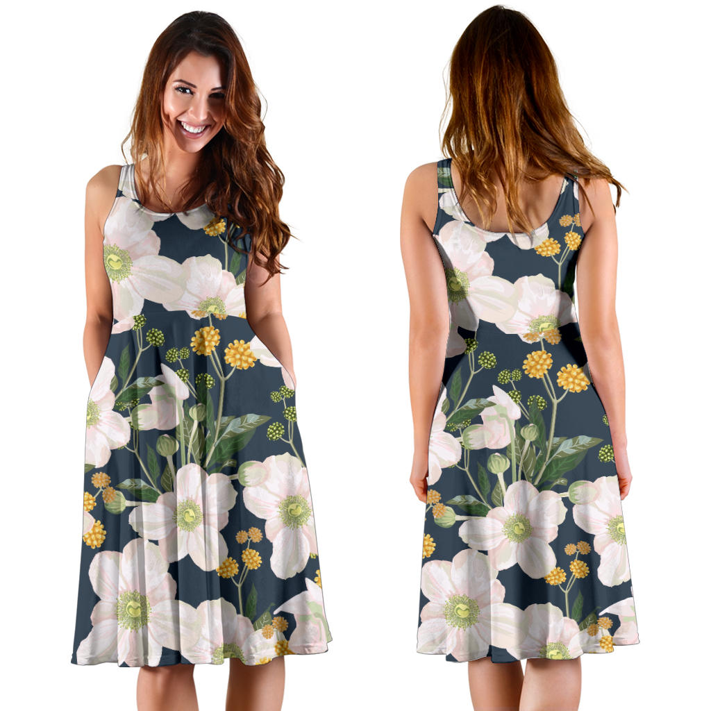 Anemone Pattern Print Design AM04 Midi Dress